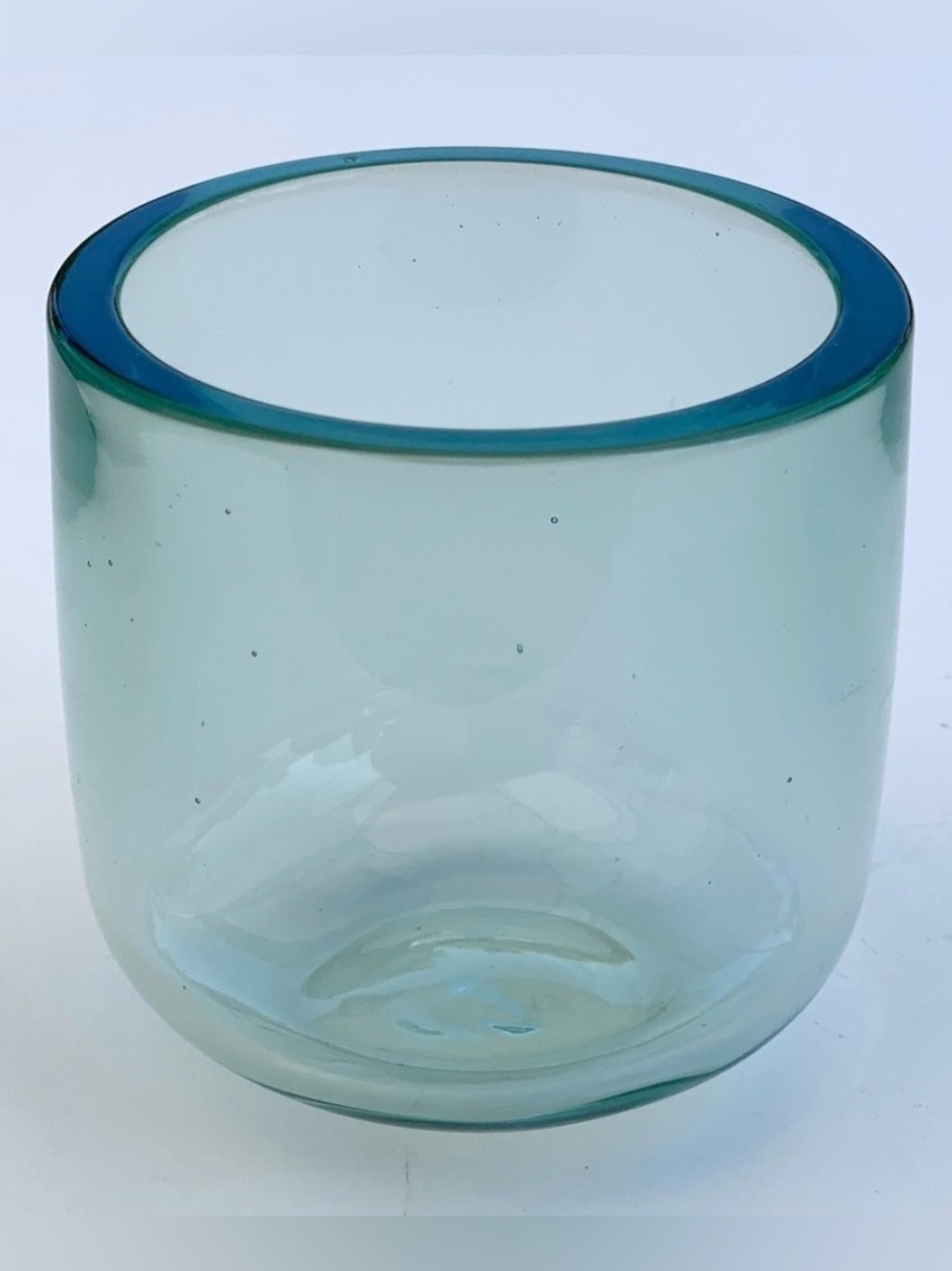 Thick Walled Light Green Handblown Lowball Rocks 8 Oz. Whiskey Glass, Vintage